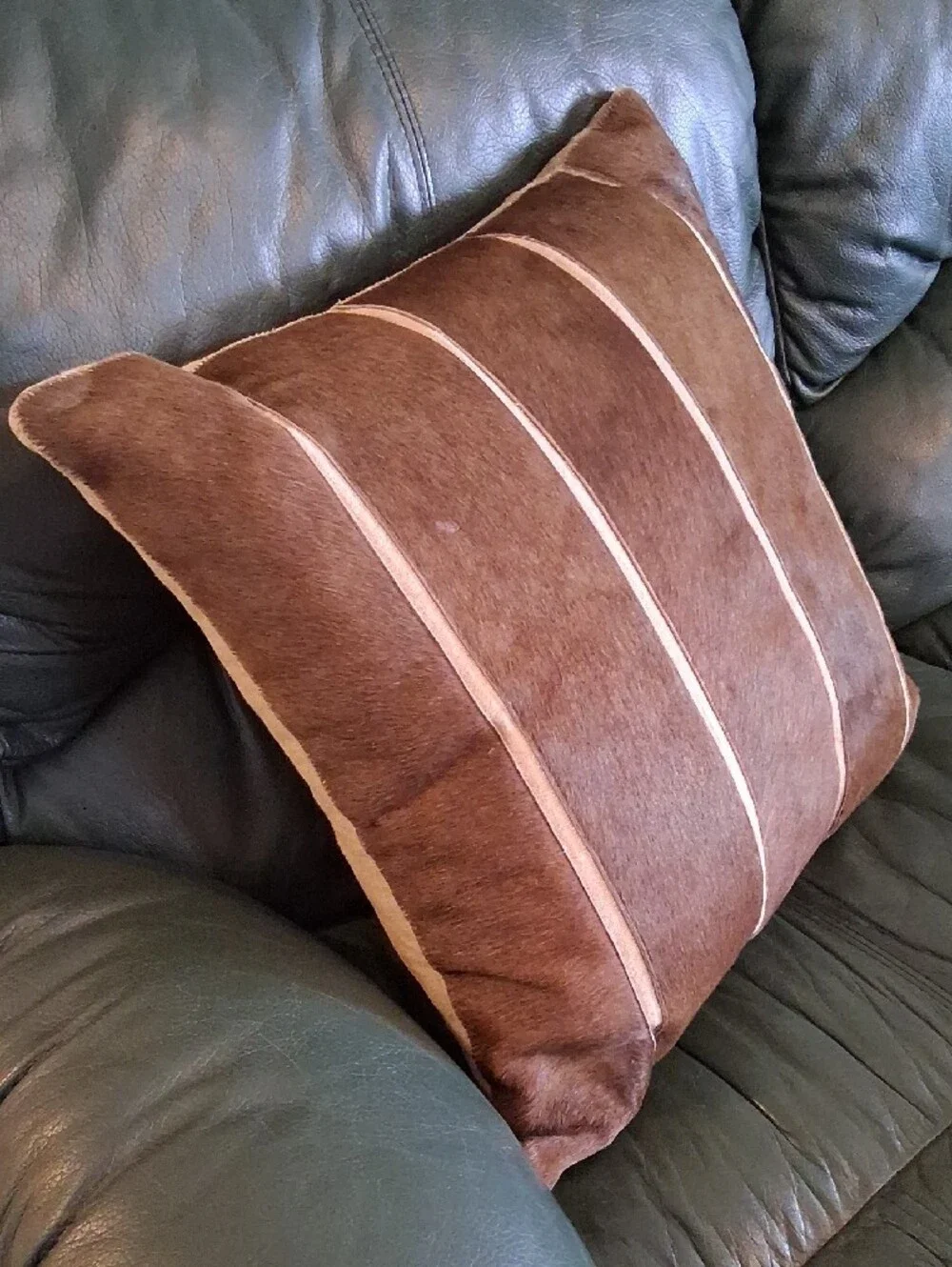 Channel-Stitch Hide Pillow Cover. ARHAUS. Very Good Cond.